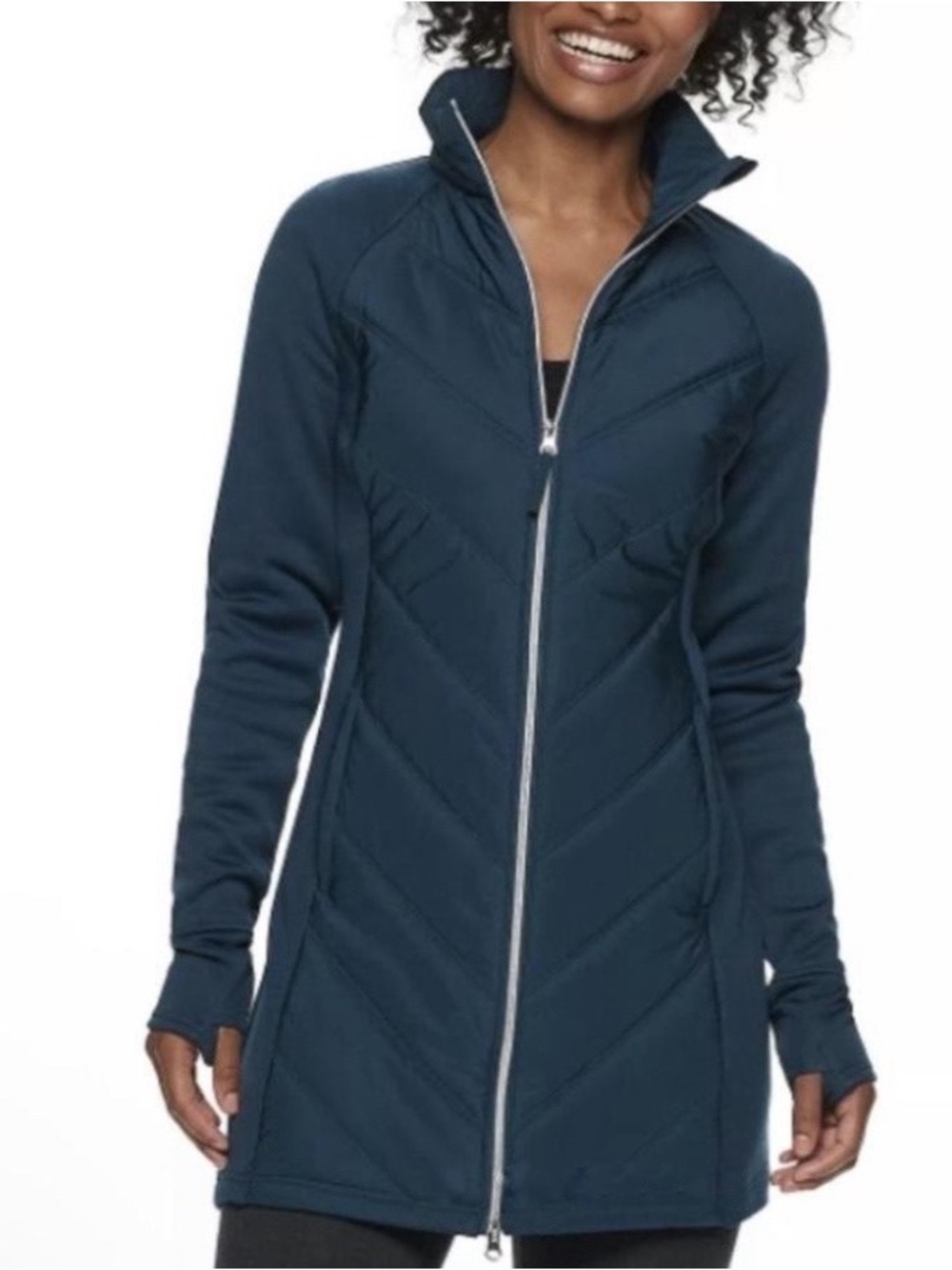 FILA Sport Mixed Media Fleece Lined Teal Athletic Jacket XS Full Zip Mock Collar